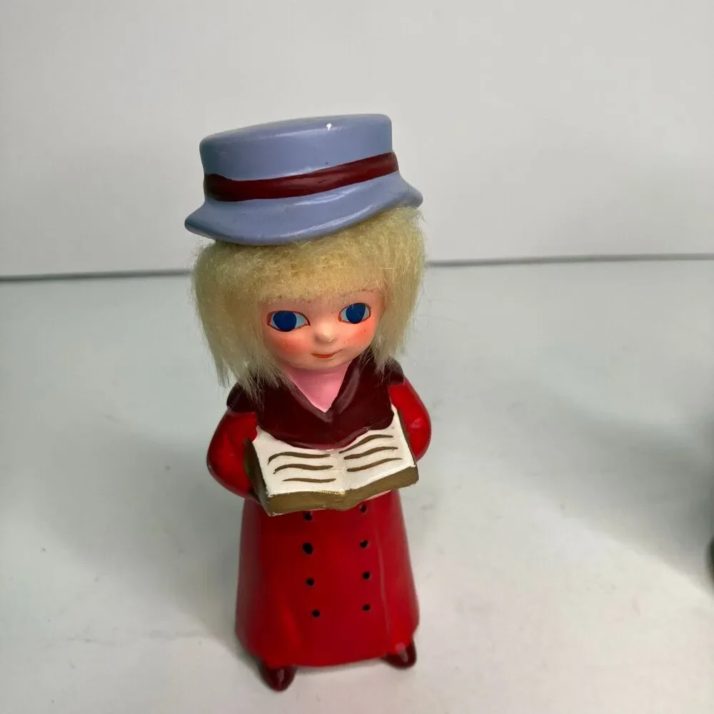 Vintage Napco Set Of 4 Christmas Carolers Figurines With Hair - Japan #7974